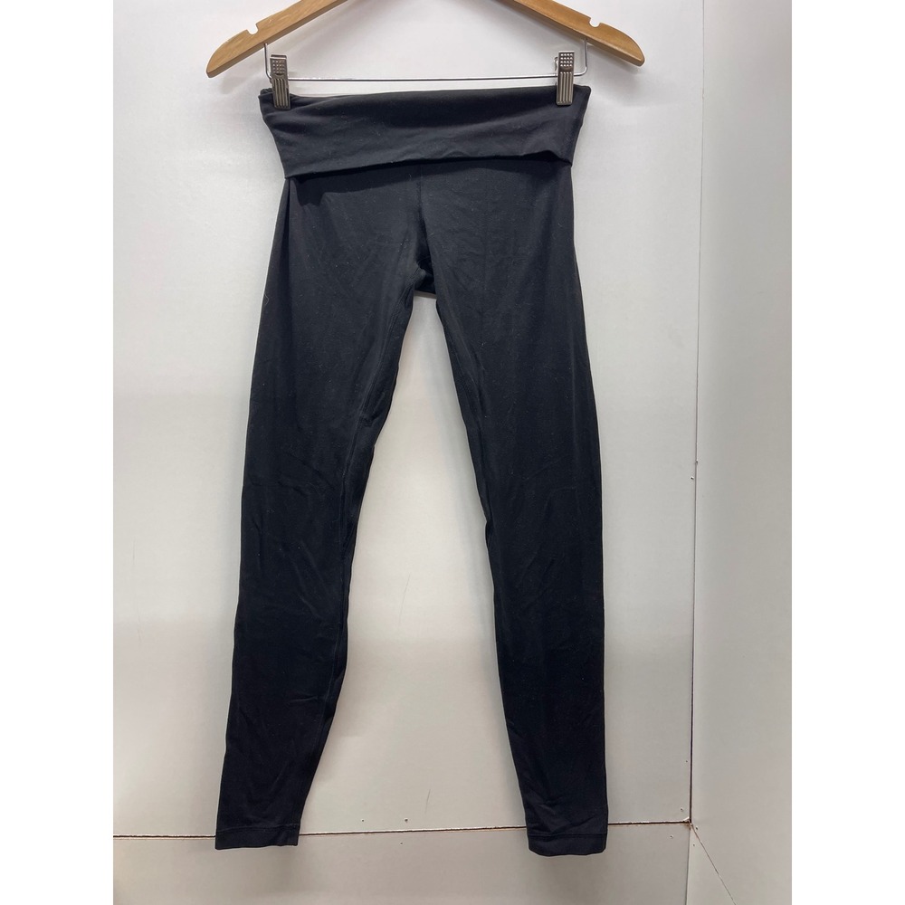 Lululemon Black Fold Over Waistband Leggings Yoga Pants Size 6 W5BS0S